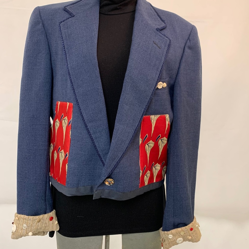 Cheryl Fudge One-of-a-Kind Designer Cropped Jacket, Nantucket Flair, Women’s M